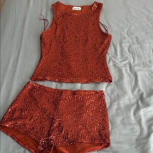 Superdown Glittering Sequin Ensemble in Rust